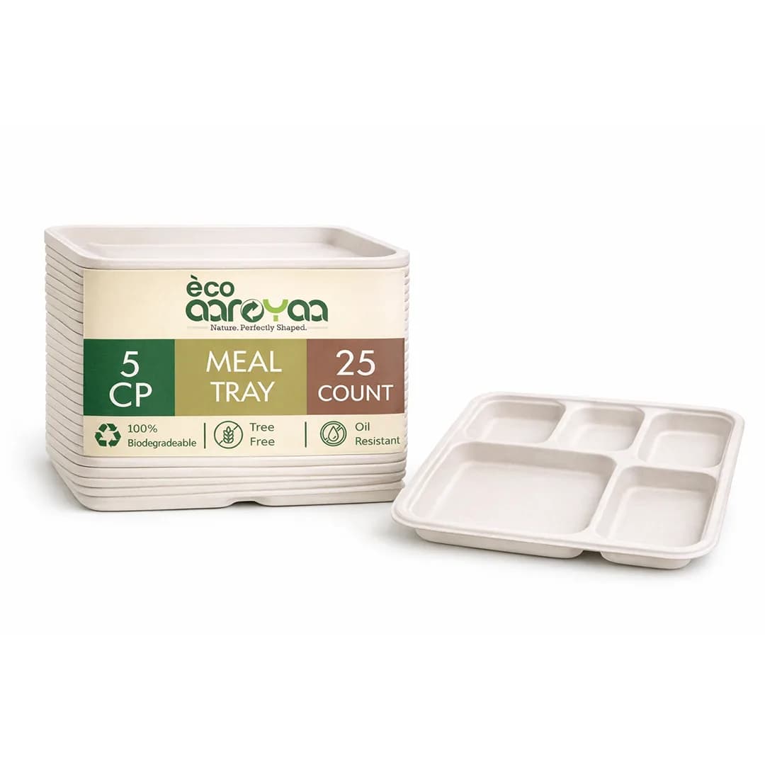 Eco Aaroyaa 5 Compartment Meal Tray (Pack of 25) 1
