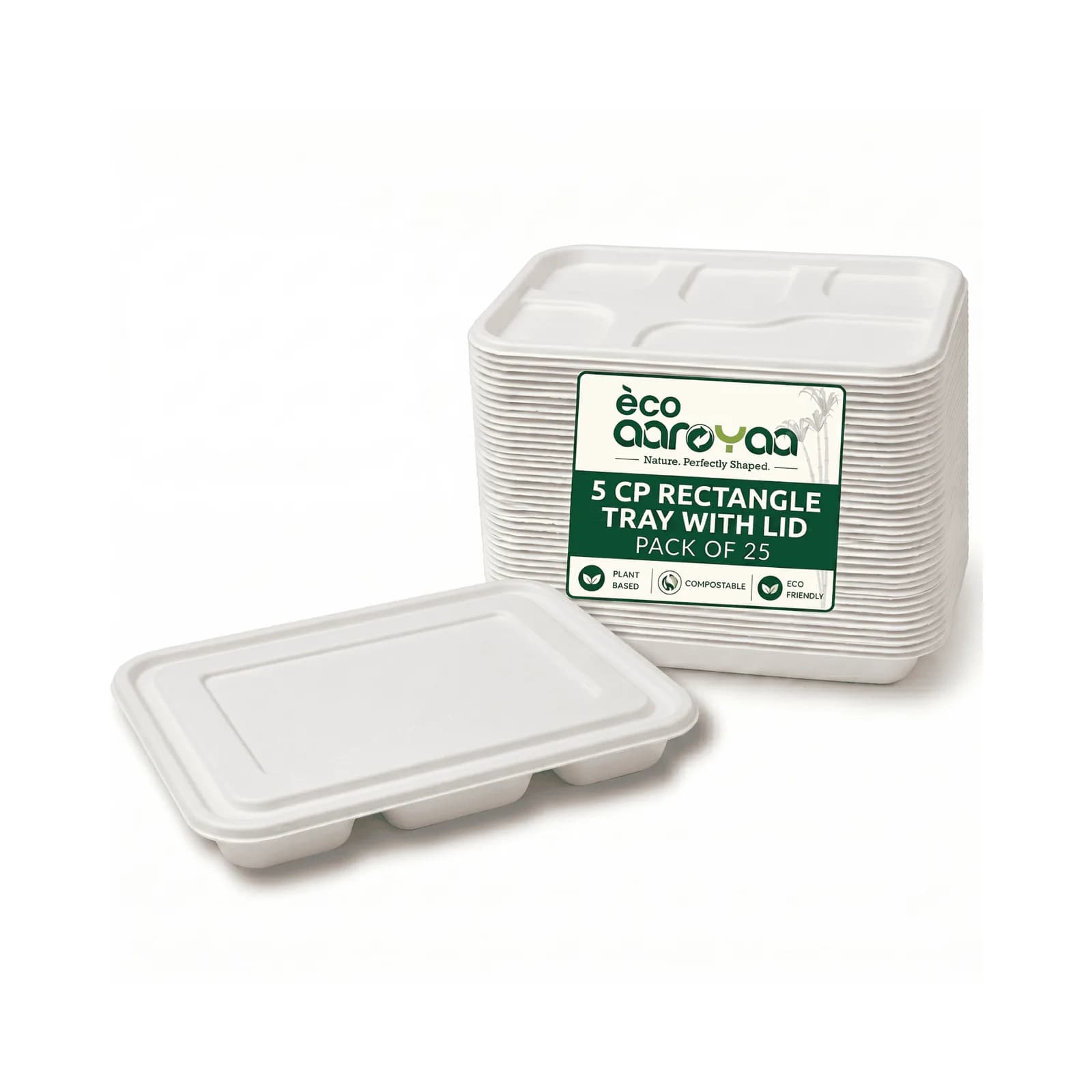 Eco Aaroyaa 5 CP Rectangle Plate with Lid 1