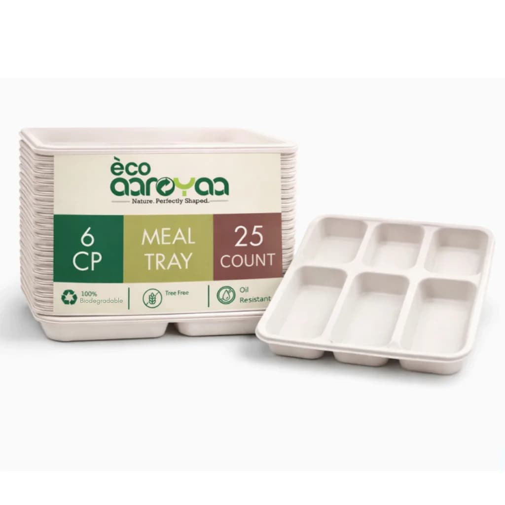 Eco Aaroyaa 6 Compartment Meal Tray (Pack of 25) 1