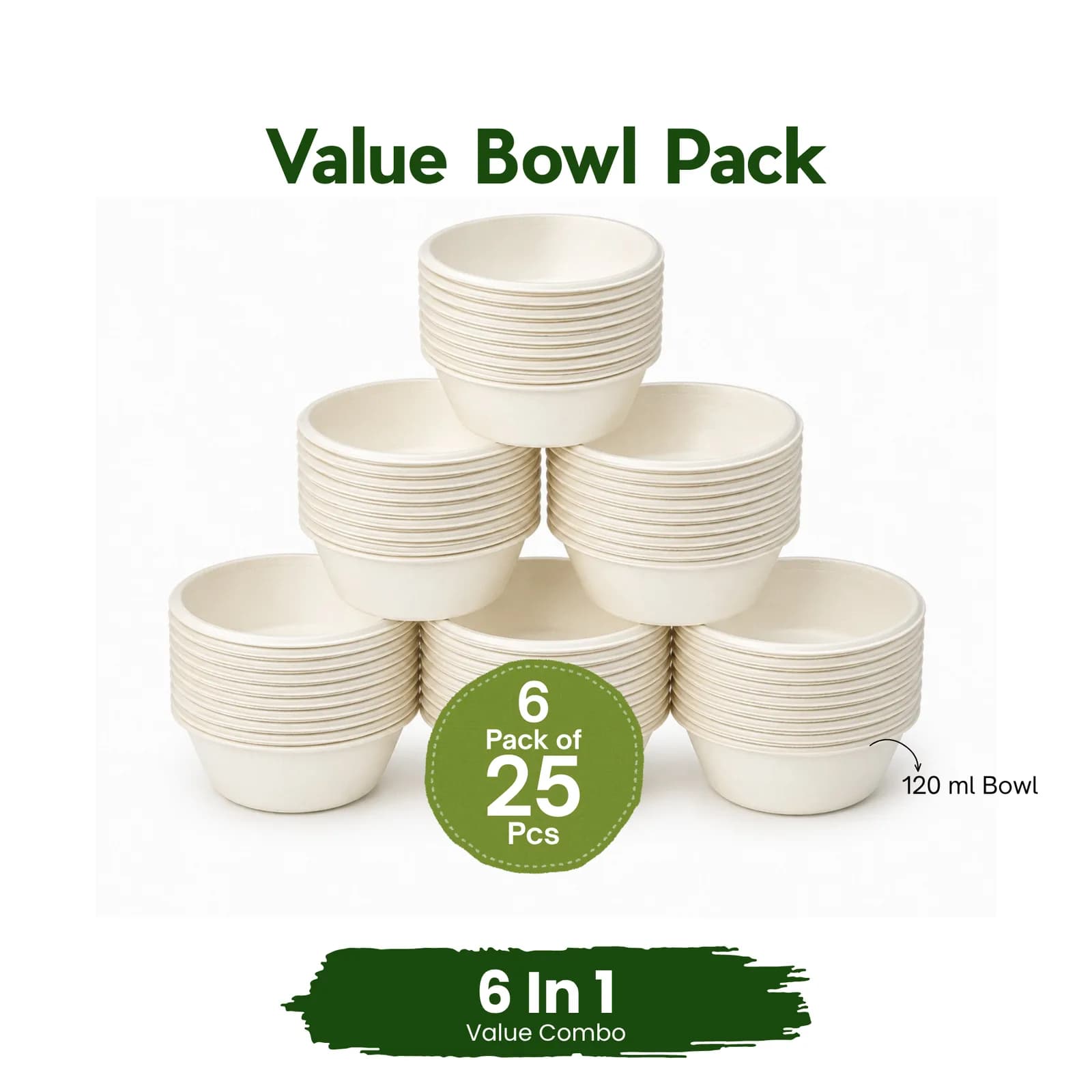Eco Aaroyaa Value Pack 120ml Bowls (6 Pack of 25 PCS) 1