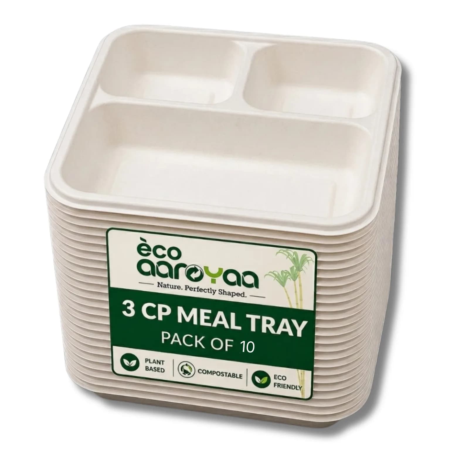 Eco Aaroyaa 3 CP MEAL TRAY (Pack of 10) 1