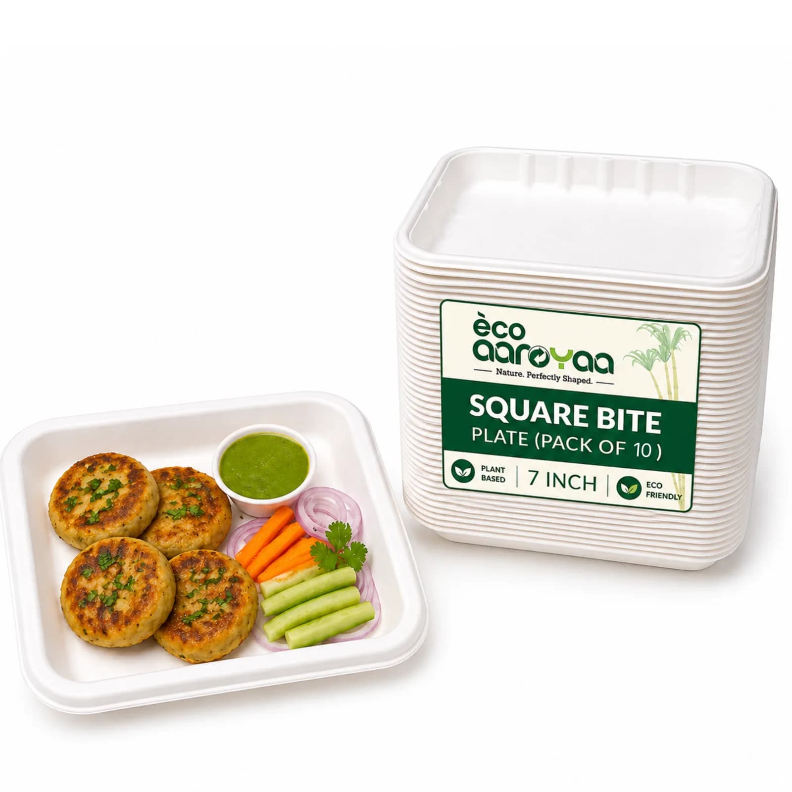 Eco Aaroyaa 7 INCH SQUARE PLATE (Pack of 10) 1