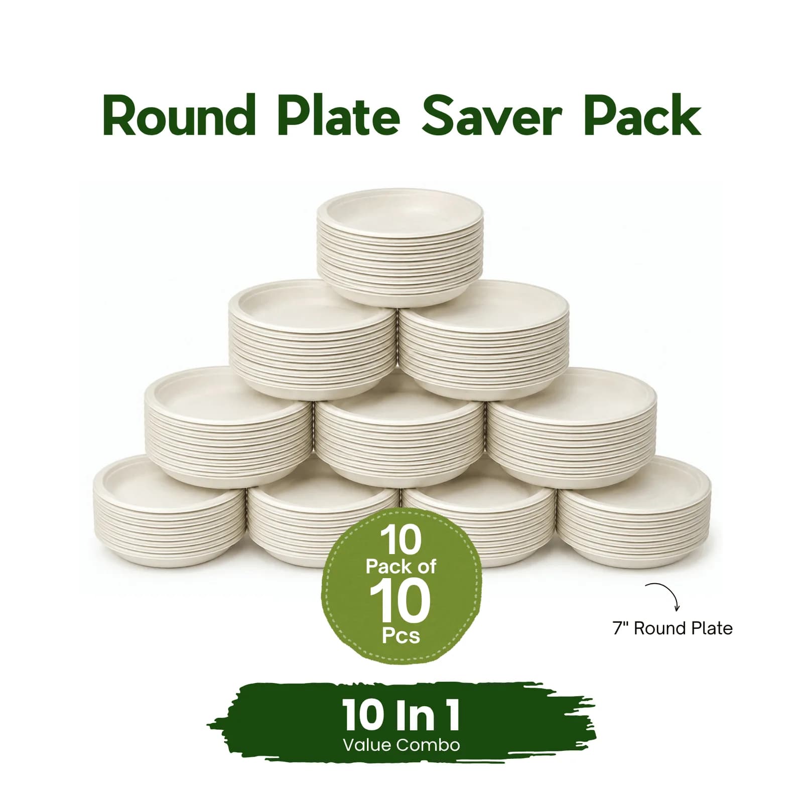 Eco Aaroyaa 7 Inch Round Plates (10 Pack of 10 PCS) 1