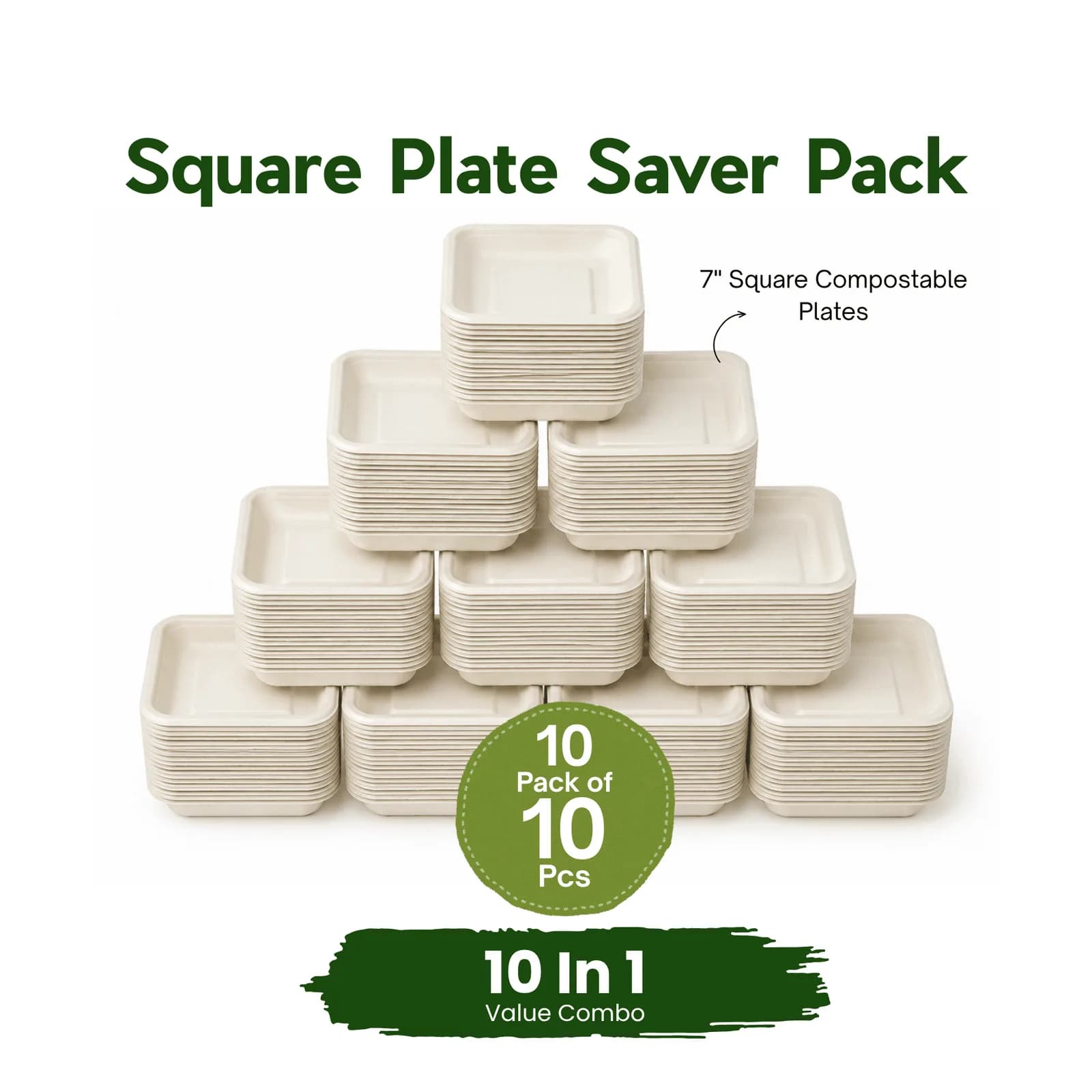 Eco Aaroyaa 7 Inch Square Plates (10 Pack of 10 PCS) 1
