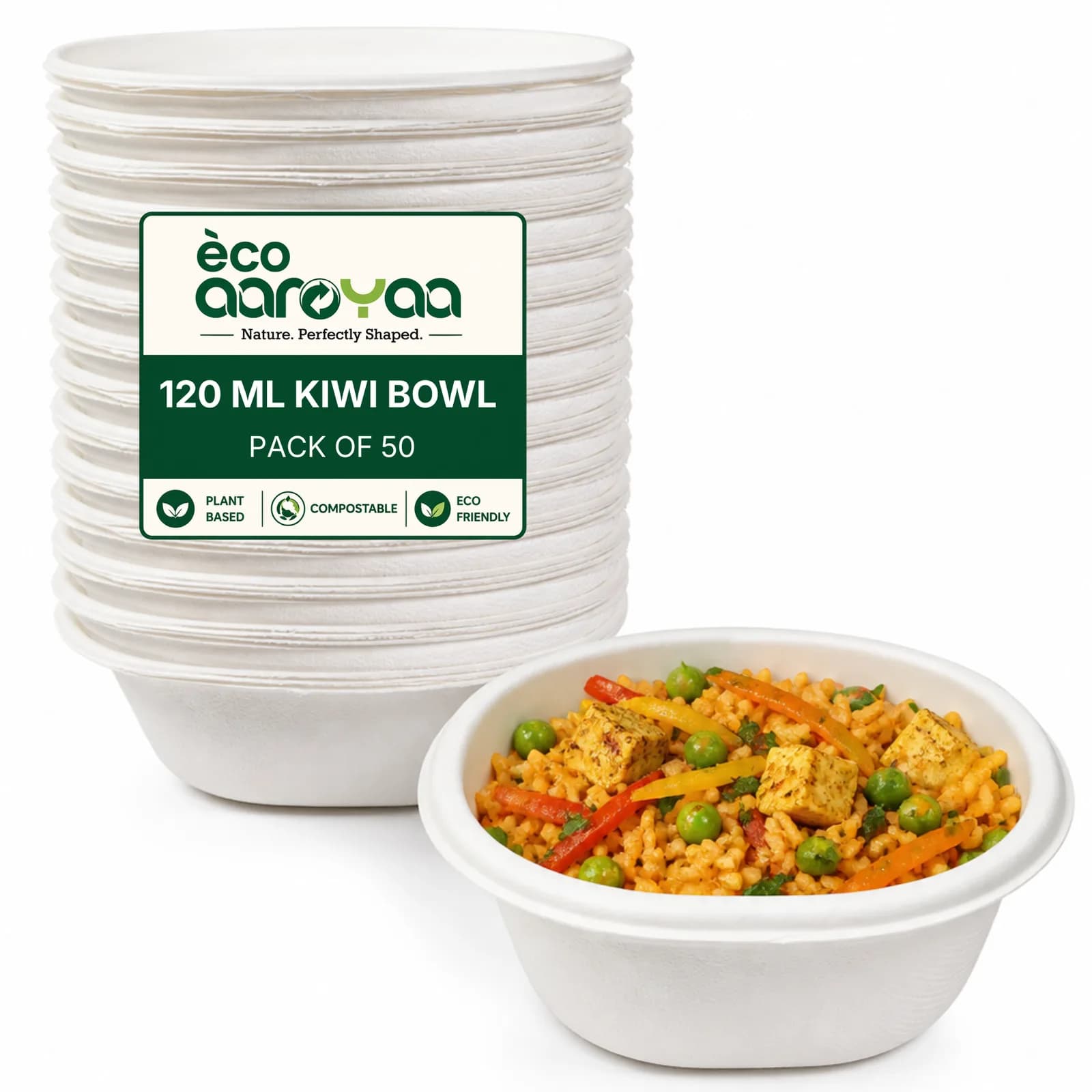 Eco Aaroyaa 120 ML Kiwi Bowl (Pack of 50) 1