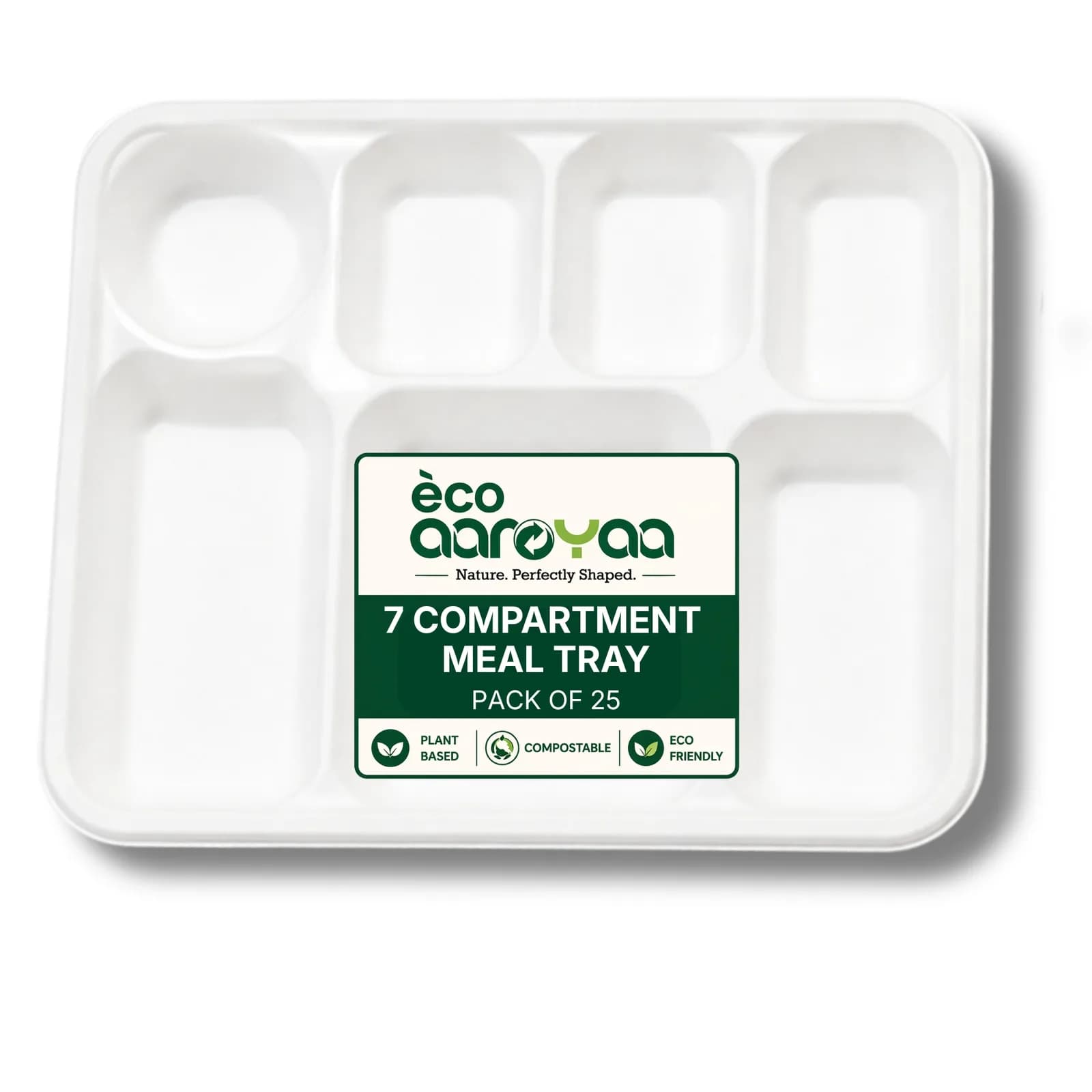 Eco Aaroyaa 7 Compartment Meal Tray (Pack of 25)