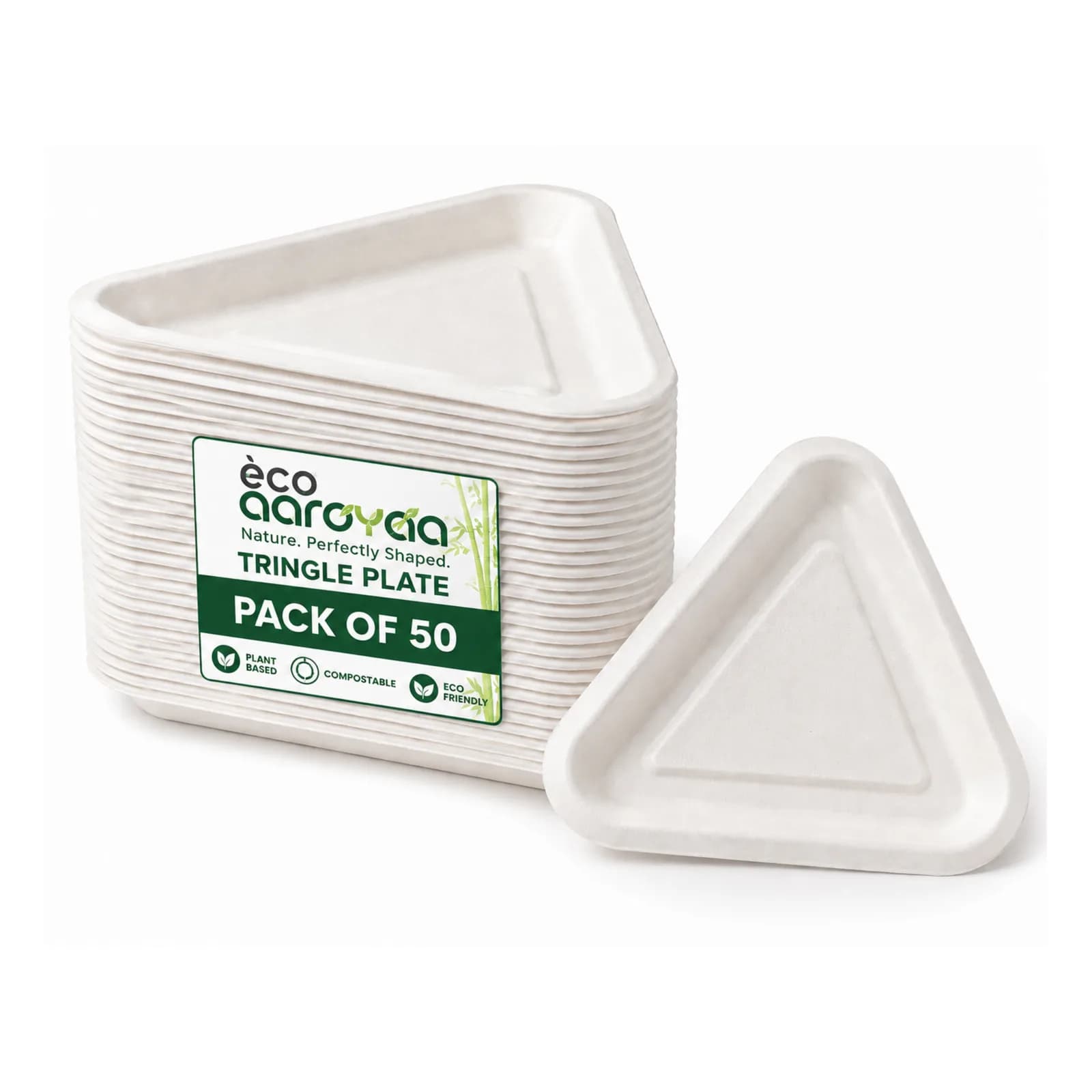Eco Aaroyaa 6 Inch Triangle Plate (Pack of 50)